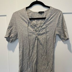 Gray lace up tank top